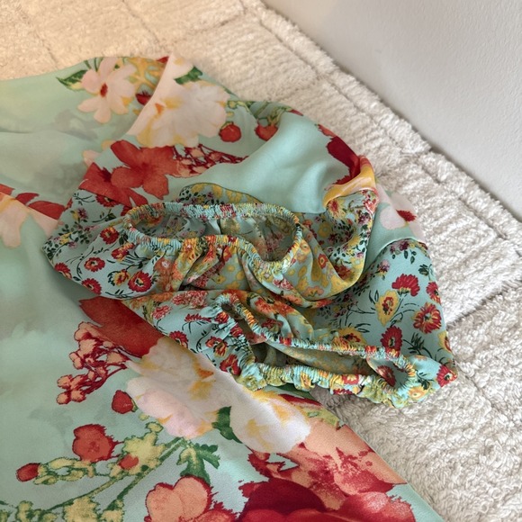 Fig & Flower V-Neck Floral 3/4 Sleeve Top Size L Festival Boho Feminine Fairy - Picture 12 of 14